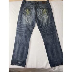 Akademiks  Dual Lion Jeans Men's 42x32 Embroidered Skater Distressed Vintage Y2K